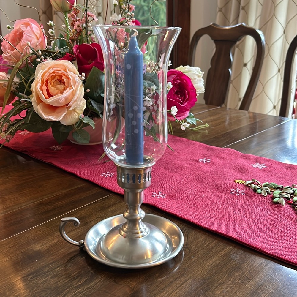 Pewter two piece candle holder, gorgeous